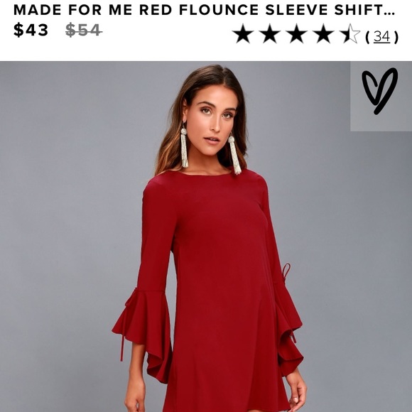 lulu s dresses cutest red dress with bell sleeves poshmark